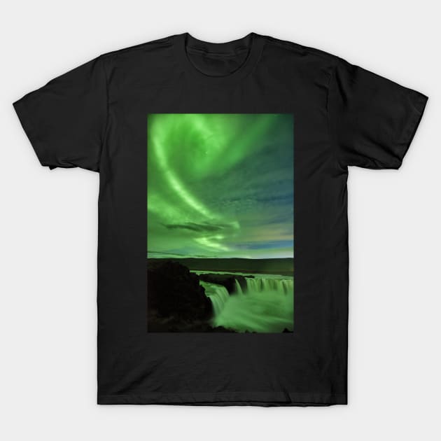 Swirling Sky, Churning Waterfall T-Shirt by krepsher